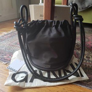 Ganni recycled polyester nylon / leather bucket bag